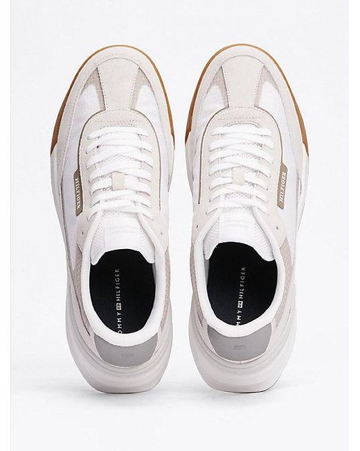 Tommy Hilfiger Klassieke Leren Sneaker Met Profielzool in het White voor heren