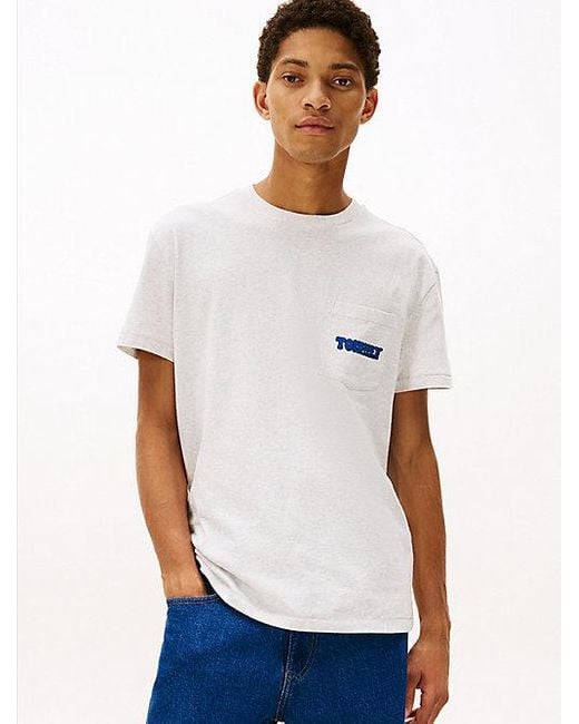 Tommy Hilfiger Slim T-Shirt Met Ronde Hals En Logo-Graphic in het White voor heren