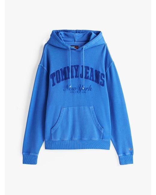 Tommy Hilfiger Blue Varsity Washed Relaxed Hoody for men