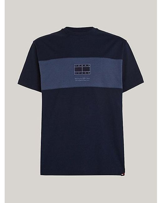 Tommy Hilfiger Colour-blocked T-shirt Met Ton-sur-ton Logo in het Blue voor heren