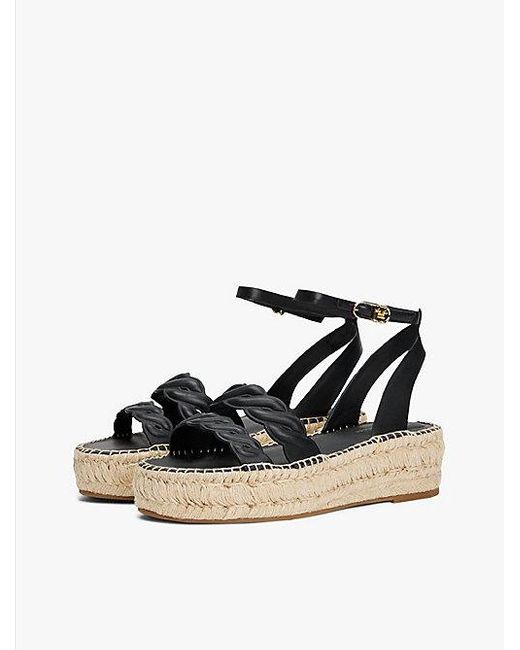 Tommy Hilfiger Black Geprägte Leder-Espadrille