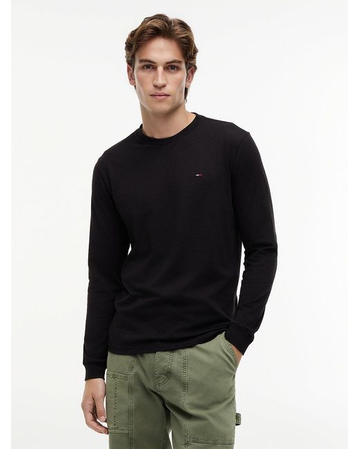 Tommy Hilfiger Black 2-pack Tommy Flag Slim Long Sleeve T-shirts for men
