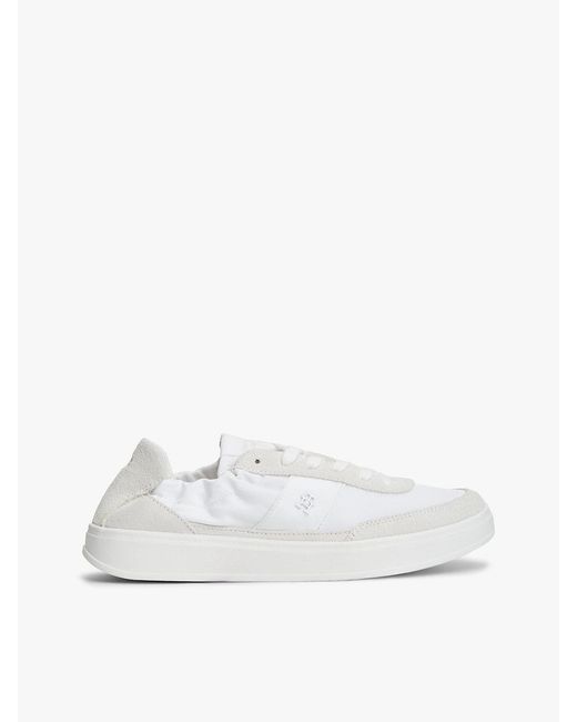 Tommy Hilfiger White Suede Scrunch Back Trainers