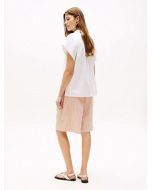 Tommy Hilfiger Relaxed Fit Poplin Overhemd Met Korte Mouwen in het White