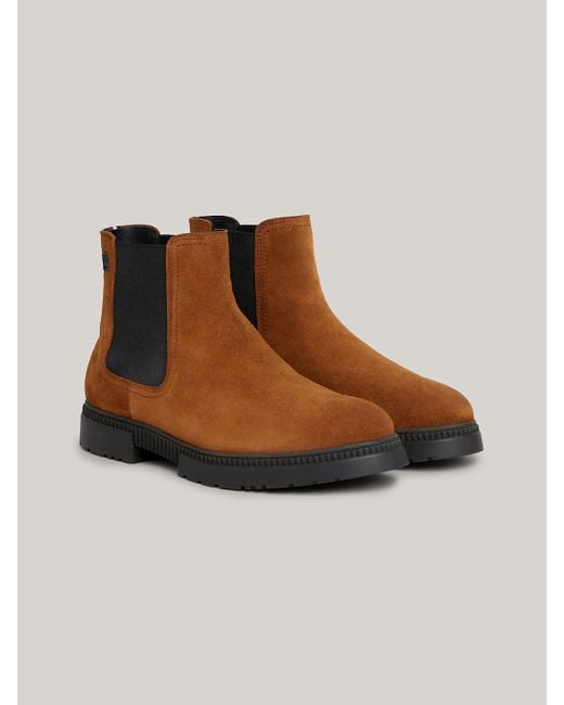 Tommy Hilfiger Brown Suede Cleat Chelsea Boots for men