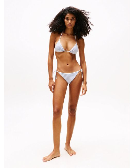 Haut De Bikini Triangle À Texture Côtelée Tommy Hilfiger en coloris Gray