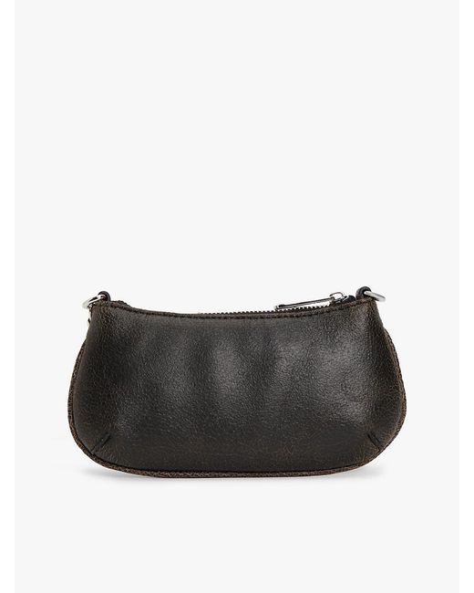 Tommy Hilfiger Black Chain Strap Cracked Leather Logo Wallet