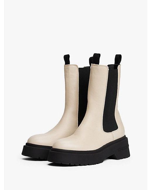 Tommy Hilfiger Leren Chelsea Boot Met Profielzool in het White