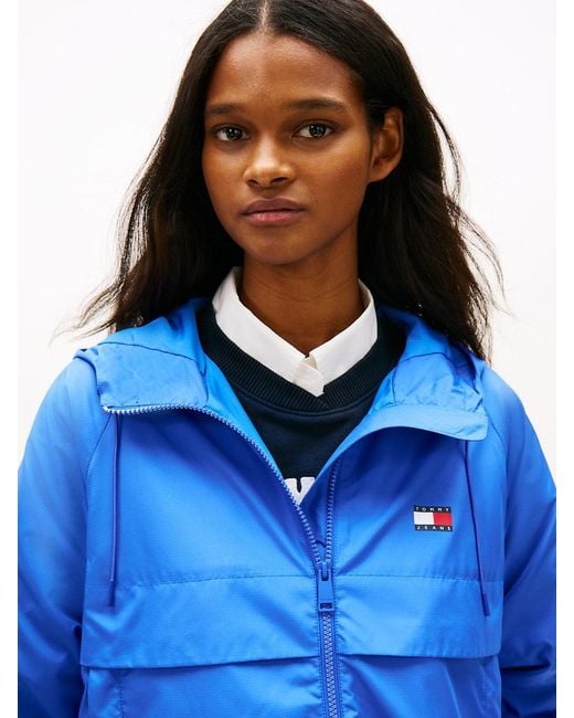 Tommy Hilfiger Blue Relaxed Water Repellent Ripstop Hooded Windbreaker