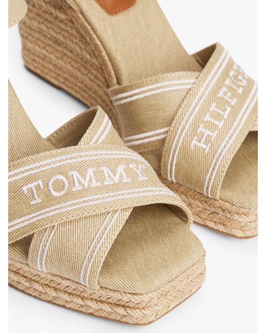 Sandali Espadrillas Con Zeppa di Tommy Hilfiger in Natural