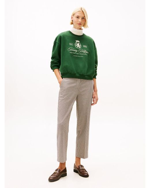 Felpa Relaxed Fit Con Stemma Th Ricamato di Tommy Hilfiger in Green