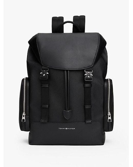 Tommy Hilfiger Moderne Rugzak Met Flap En Metallic Logo in het Black voor heren