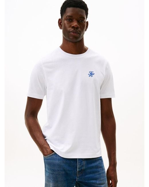 Tommy Hilfiger White Logo Embroidery Jersey T-shirt for men