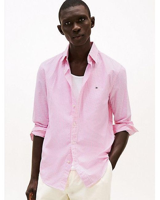 Tommy Hilfiger Flex Regular Fit Overhemd Met Strepen in het Pink voor heren
