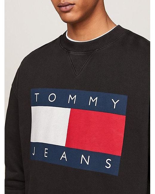 Tommy Hilfiger Relaxed Fit Sweatshirt mit Oversize-Flag in Black für Herren