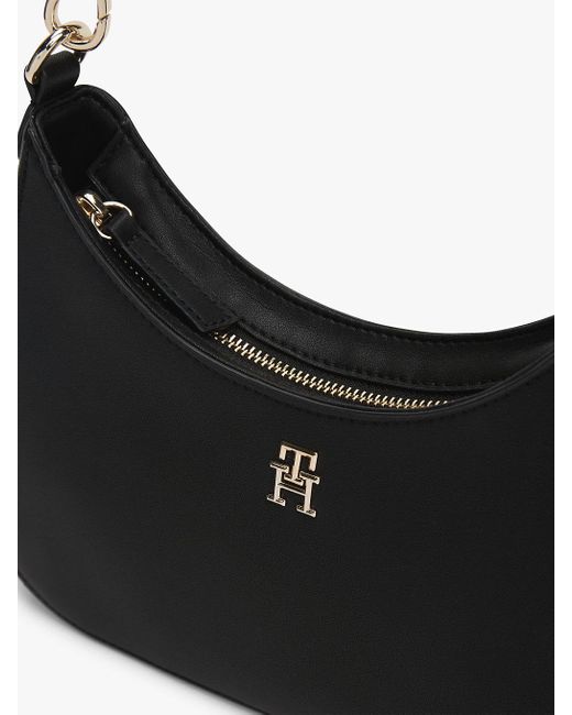 Tommy Hilfiger Black Th Monogram Plaque Shoulder Bag