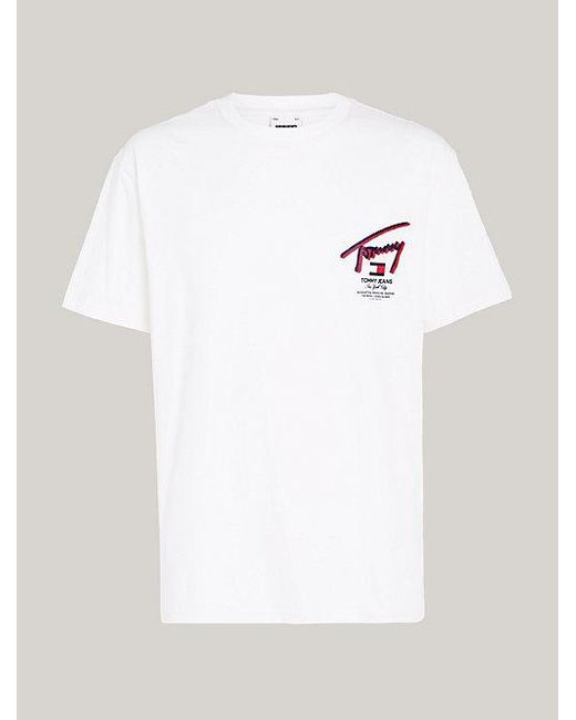 Tommy Hilfiger T-shirt Met Signature-logo Op De Rug in het White voor heren