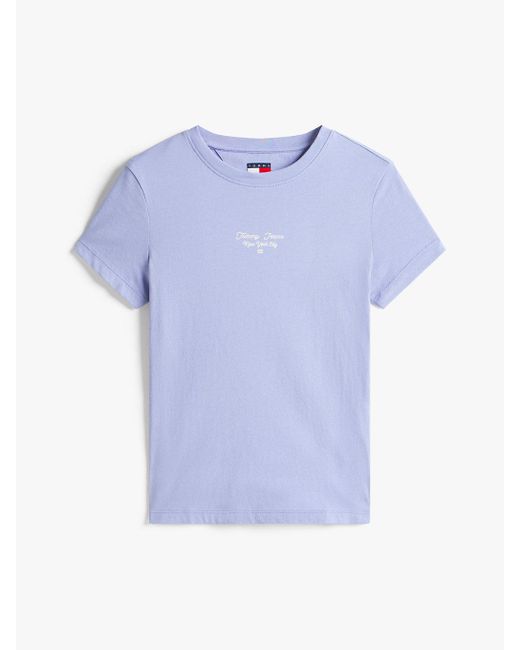 T-Shirt Ajusté En Jersey À Logo Tommy Hilfiger en coloris Blue