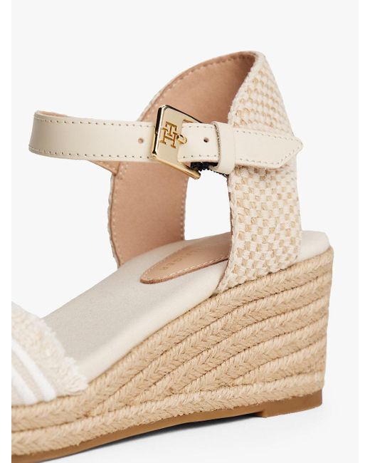 Tommy Hilfiger Natural Fringe Canvas Wedge Sandals