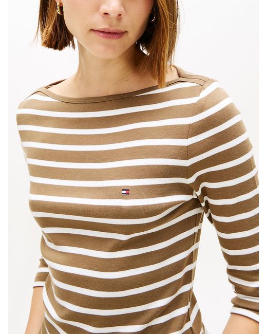 Tommy Hilfiger Natural Slim Three-quarter Sleeve Boat Neck T-shirt