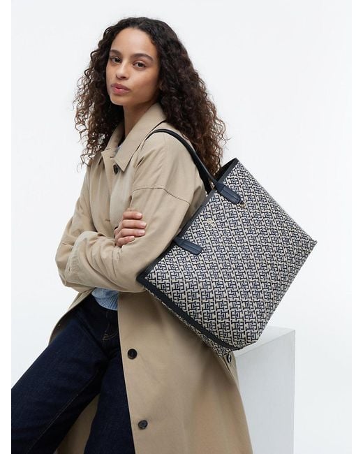 Tommy Hilfiger Gray Hilfiger Icon Th Monogram Jacquard Tote Bag