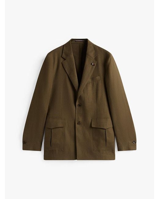 Tommy Hilfiger Green Pure Linen Single Breasted Blazer for men