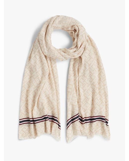 Tommy Hilfiger Natural Th Monogram Lightweight Scarf