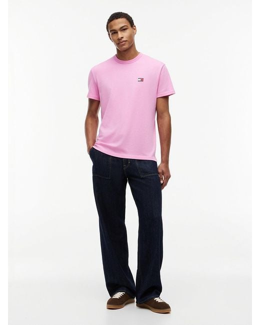 Tommy Hilfiger Pink Tommy Flag Crew Neck T-Shirt for men