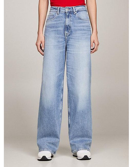 Tommy Hilfiger Claire High Rise Jeans Met Wijde Fit in het Blue