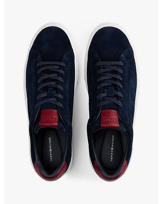 Tommy Hilfiger Suède Sneaker Met Cupsole in het Blue voor heren