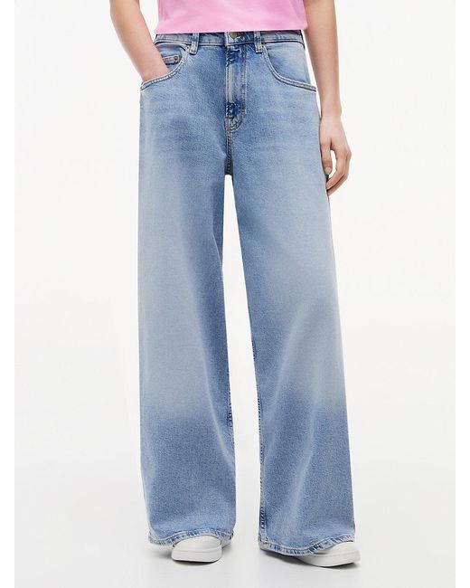 Tommy Hilfiger Red Mid Rise Loose Wide Leg Jeans