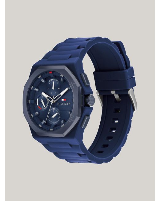 Tommy Hilfiger Blue Multi-dimensional Dial Navy Silicone Strap Watch for men