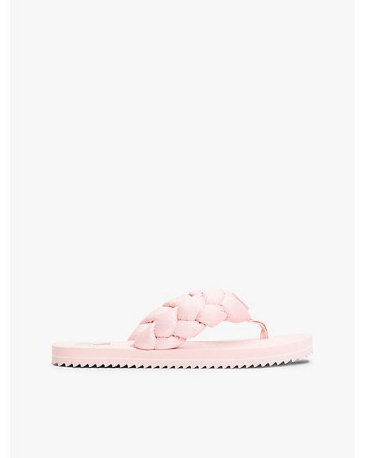 Tommy Hilfiger Teenslipper Met Gevlochten Band En Profielzool in het Pink