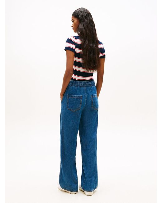 Tommy Hilfiger Blue Chambray Denim Loose Drawstring Trousers