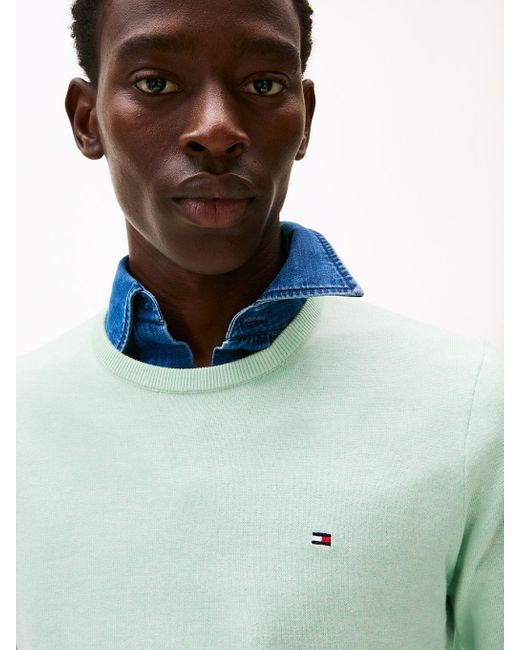 Pullover Con Bandierina Ricamata di Tommy Hilfiger in Green da Uomo