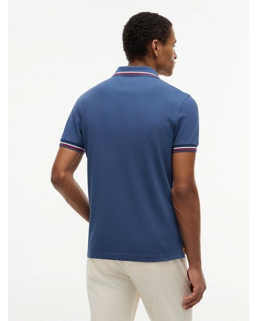 Tommy Hilfiger Blue Slim Fit Tipped Pique Polo Shirt for men