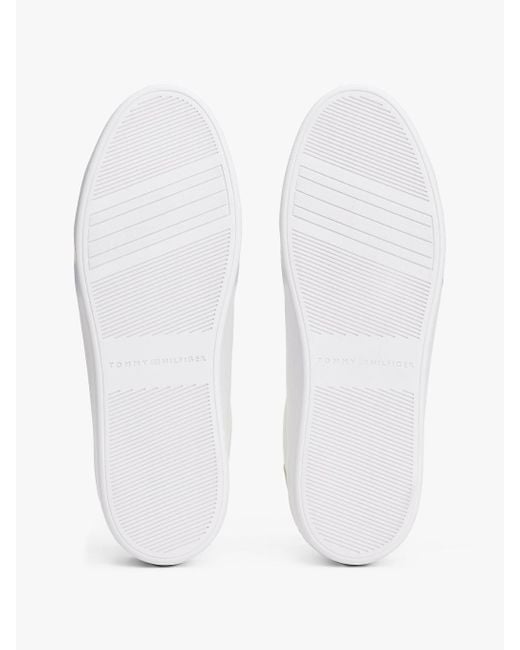 Baskets Compensées En Cuir À Logo Métallisé Tommy Hilfiger en coloris White