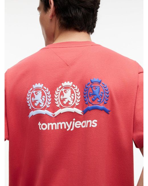 Tommy Hilfiger Red Back Repeat Crest Logo Relaxed T-Shirt for men