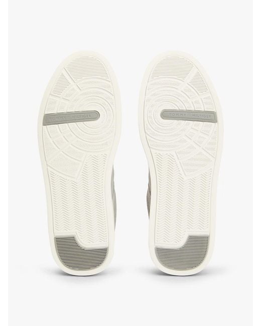 Tommy Hilfiger White Contrast Heel Suede Court Trainers for men