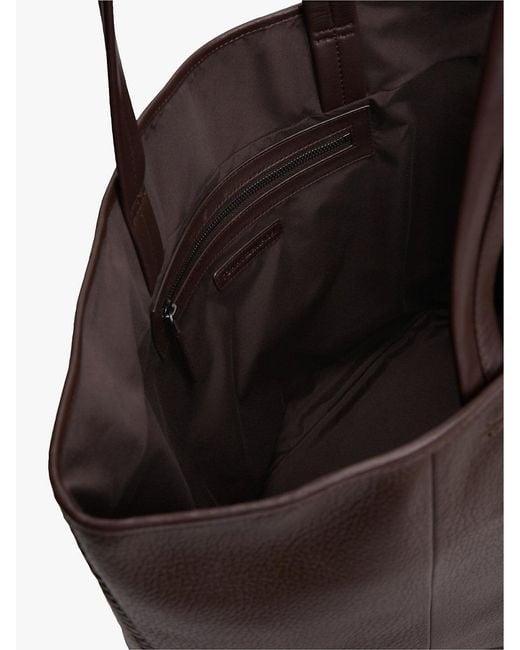 Tommy Hilfiger Brown Logo Patch Leather Tote Bag for men
