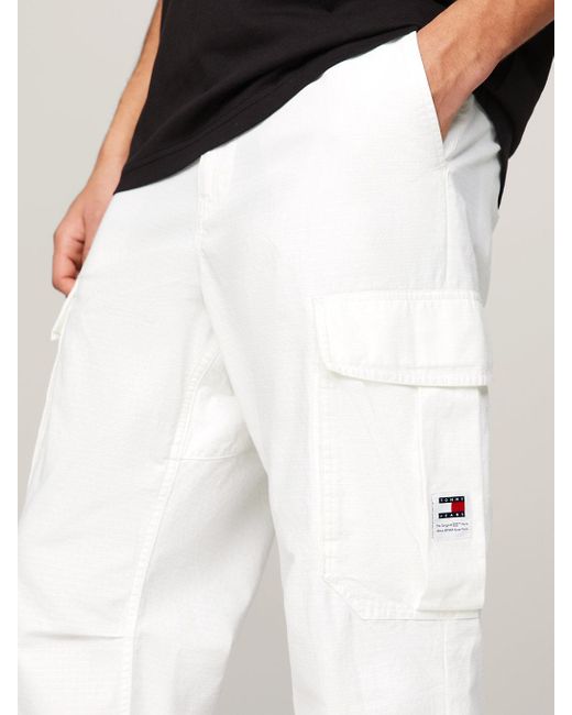 Tommy Hilfiger White Aiden Baggy Cargo Trousers for men