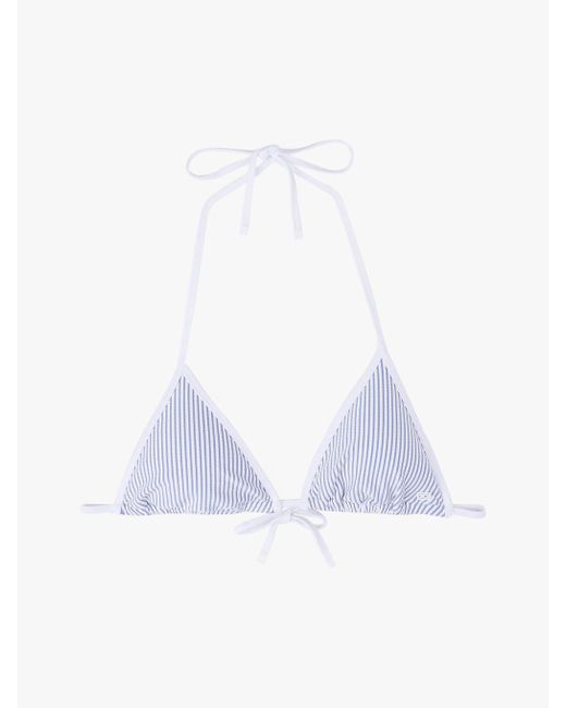 Haut De Bikini Triangle À Texture Côtelée Tommy Hilfiger en coloris Gray