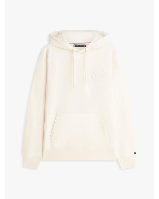 Tommy Hilfiger White Logo Embroidery Terry Hoody for men