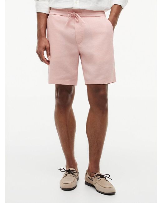 Tommy Hilfiger White Dover Linen Blend Regular Fit Chino Shorts for men