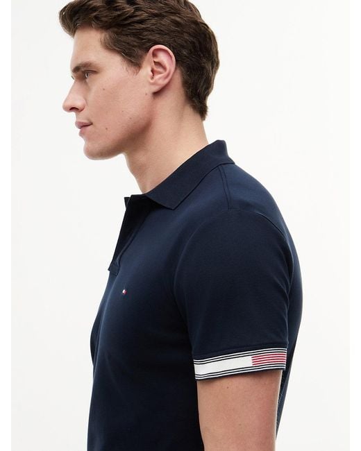 Tommy Hilfiger Blue Slim Fit Fluid Cotton Polo Shirt for men