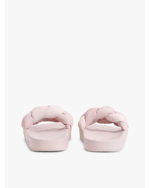 Tommy Hilfiger Pink Embossed Braided Strap Slides