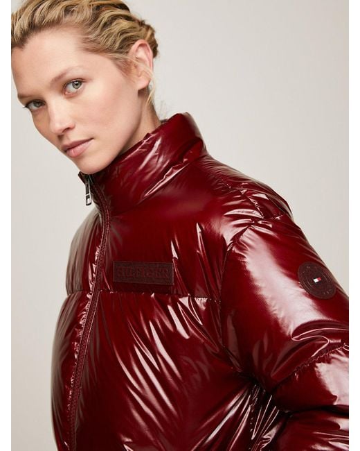 Tommy Hilfiger Glossy New York Puffer Jacket in Red | Lyst UK