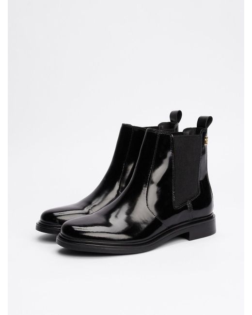 tommy hilfiger black patent boots