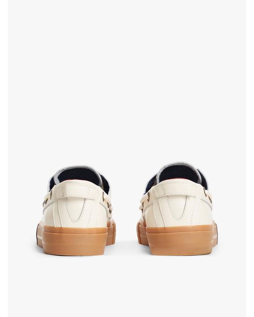 Tommy Hilfiger White Archive Flag Stripe Leather Boat Shoes for men