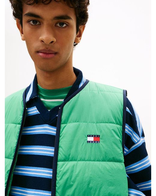 Tommy Hilfiger Green Water Repellent Colour-Blocked Back Logo Gilet for men